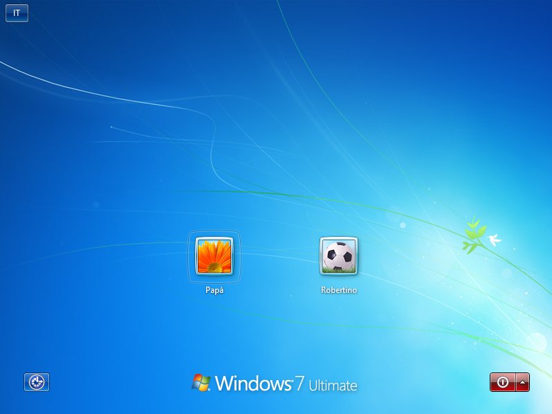Desktop di Windows con 2 utenti