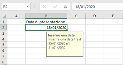 Data di convalida su Excel