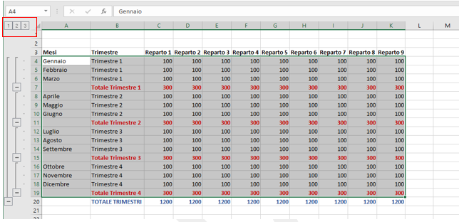 Raggruppare Righe e Colonne su Microsoft Excel 